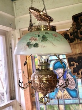 Antique Hanging Brass Oil Lamp  Recycling the Past - Architectural Salvage